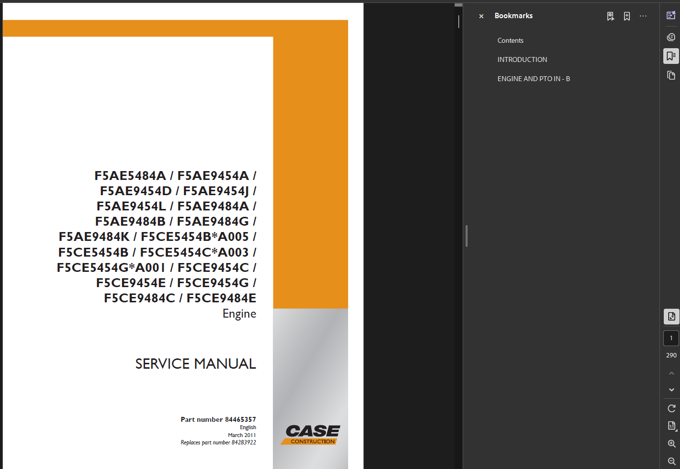 Case Skid Steer 450CT Engine Service Repair Manual PDF Instant Download