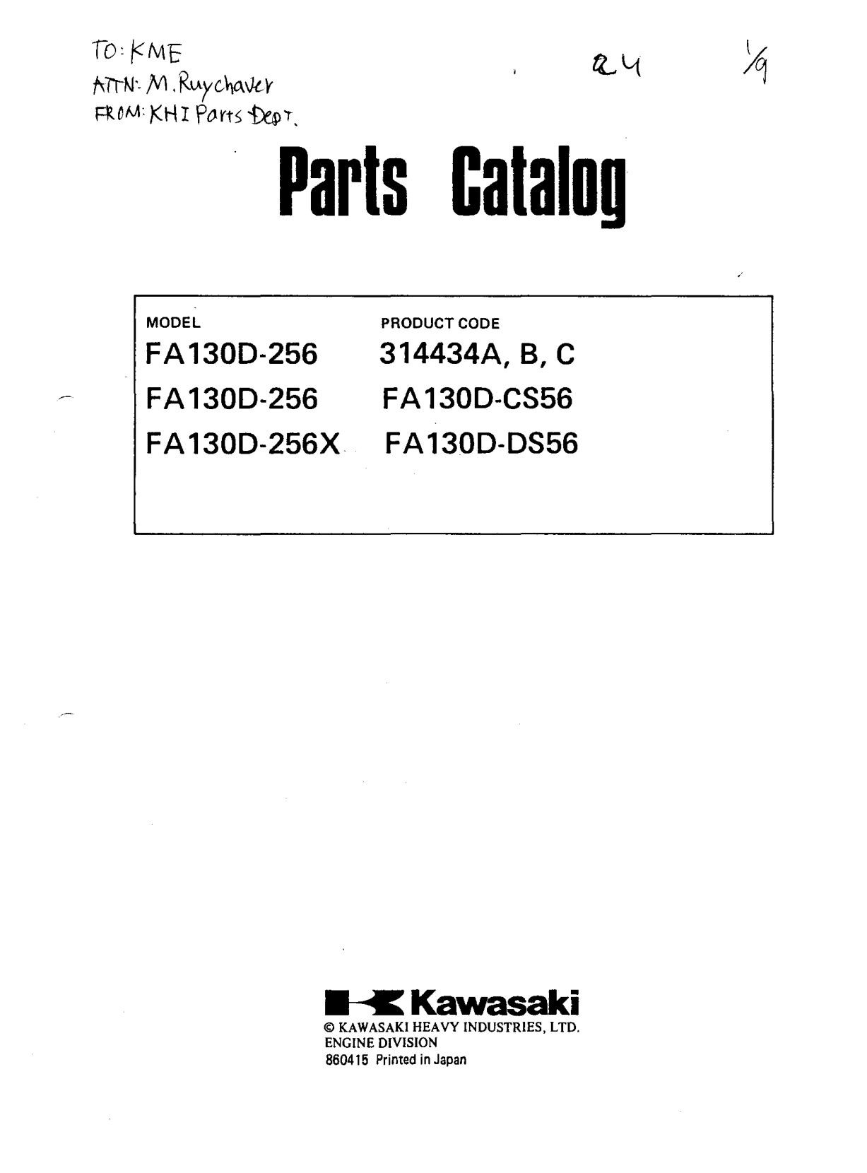 Kawasaki FA130 Engine Manual FA Series Service Repair Shop Parts Owner Operator Instant Download