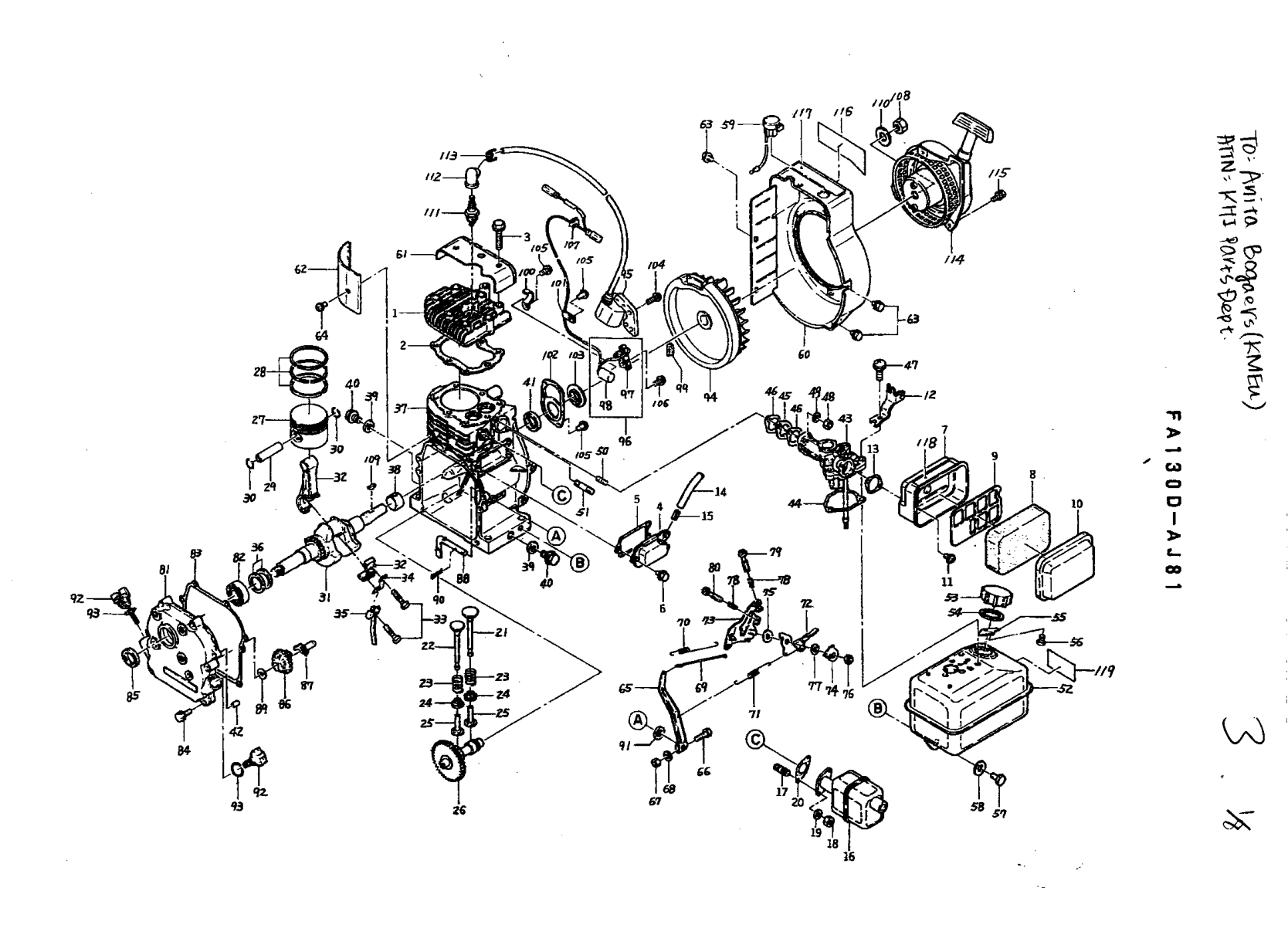 Kawasaki FA130D Engine Manual FA Series Service Repair Shop Parts Owner Operator Instant Download