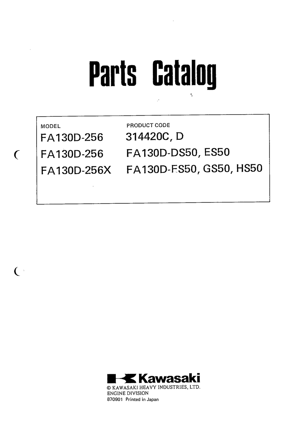 Kawasaki FA130D Engine Manual FA Series Service Repair Shop Parts Owner Operator Instant Download