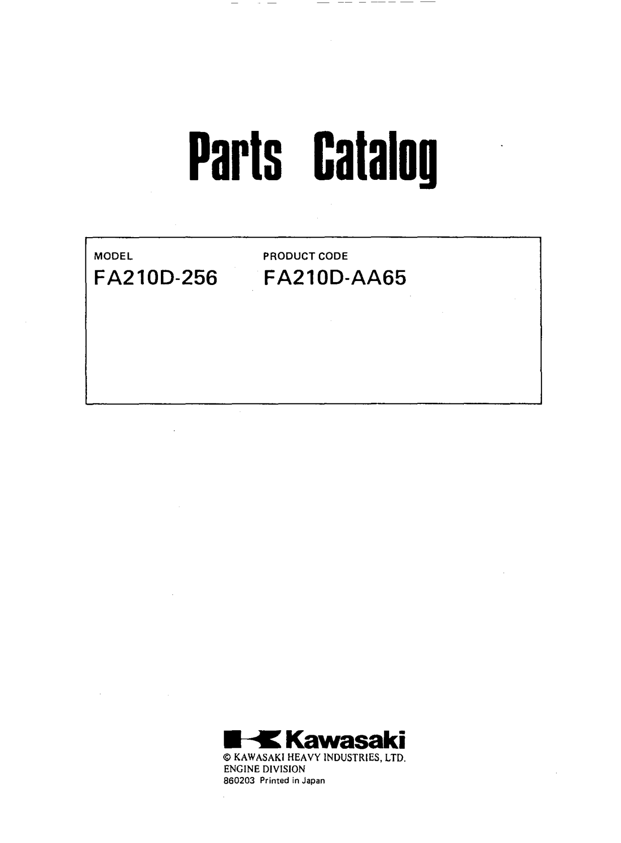 Kawasaki FA210 Engine Manual FA Series Service Repair Shop Parts Owner Operator Instant Download