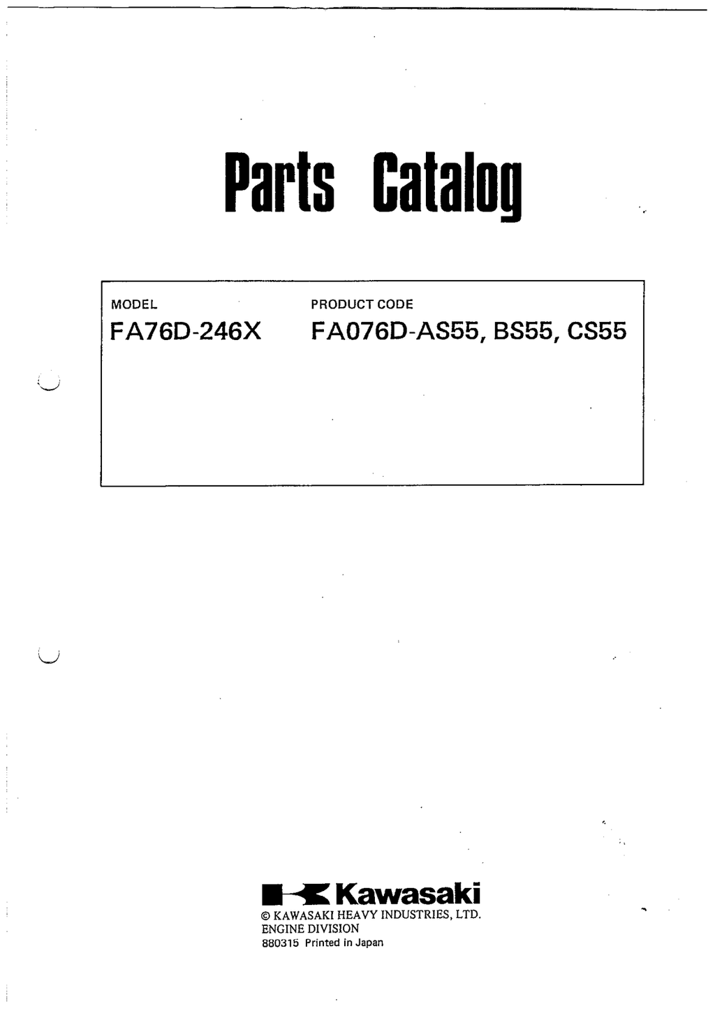 Kawasaki FA76D Engine Manual FA Series Service Repair Shop Parts Owner Operator Instant Download