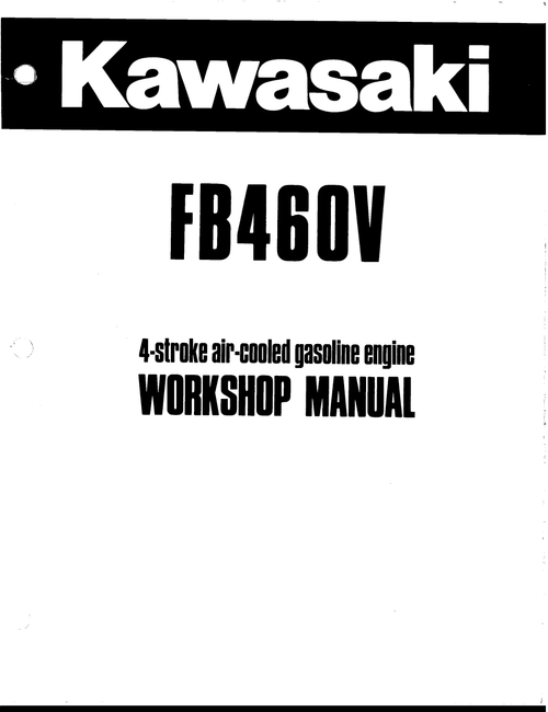 Kawasaki FB460V Engine Manual FB Series Service Repair Shop Parts Owner Operator Instant Download