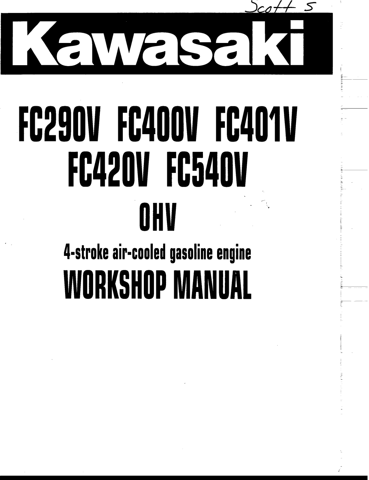 Kawasaki FC420V Engine Manual FC Series Service Repair Shop Parts Owner Operator Instant Download