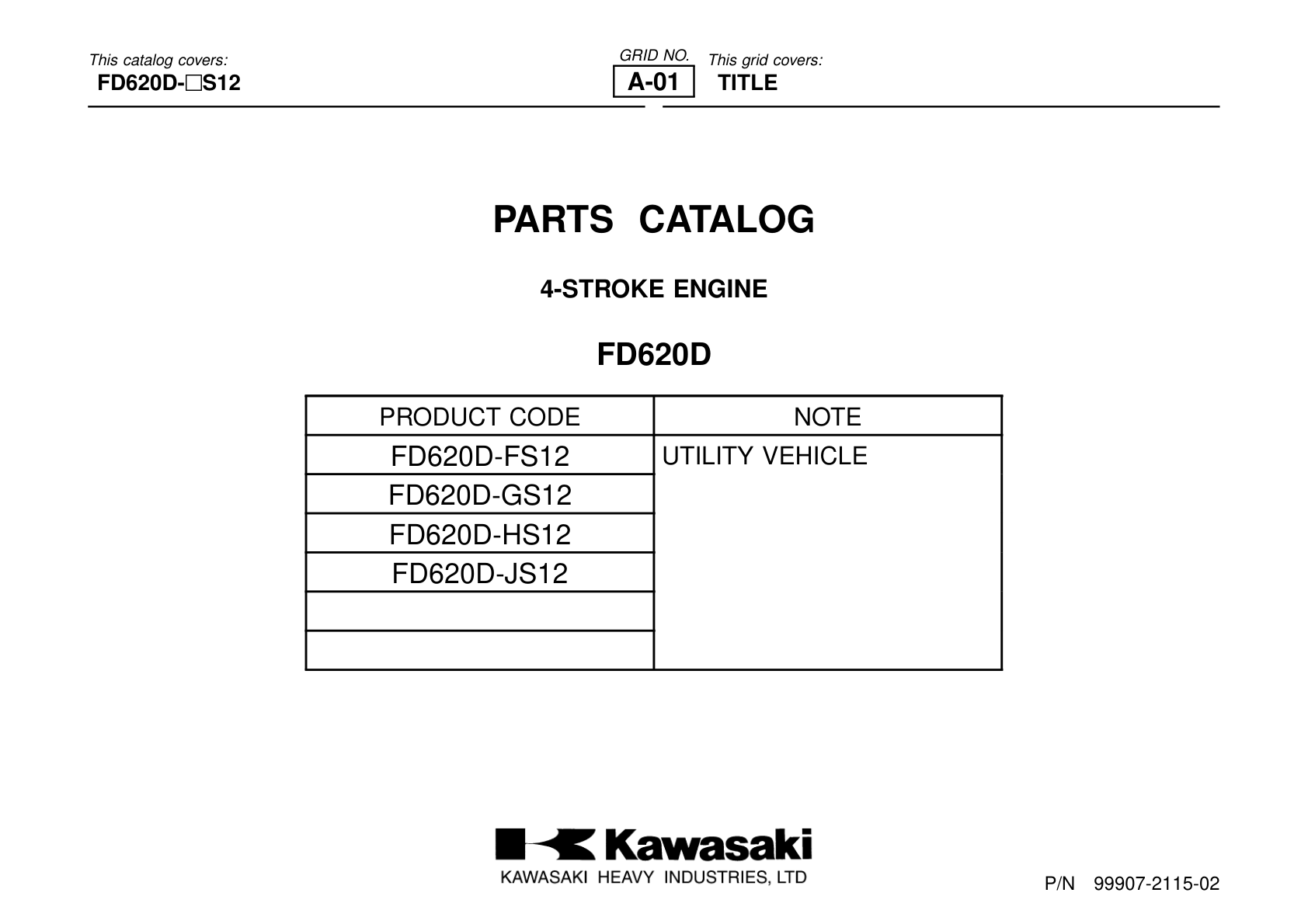 Kawasaki FD620D Engine Manual FD Series Service Repair Shop Parts Owner Operator Instant Download