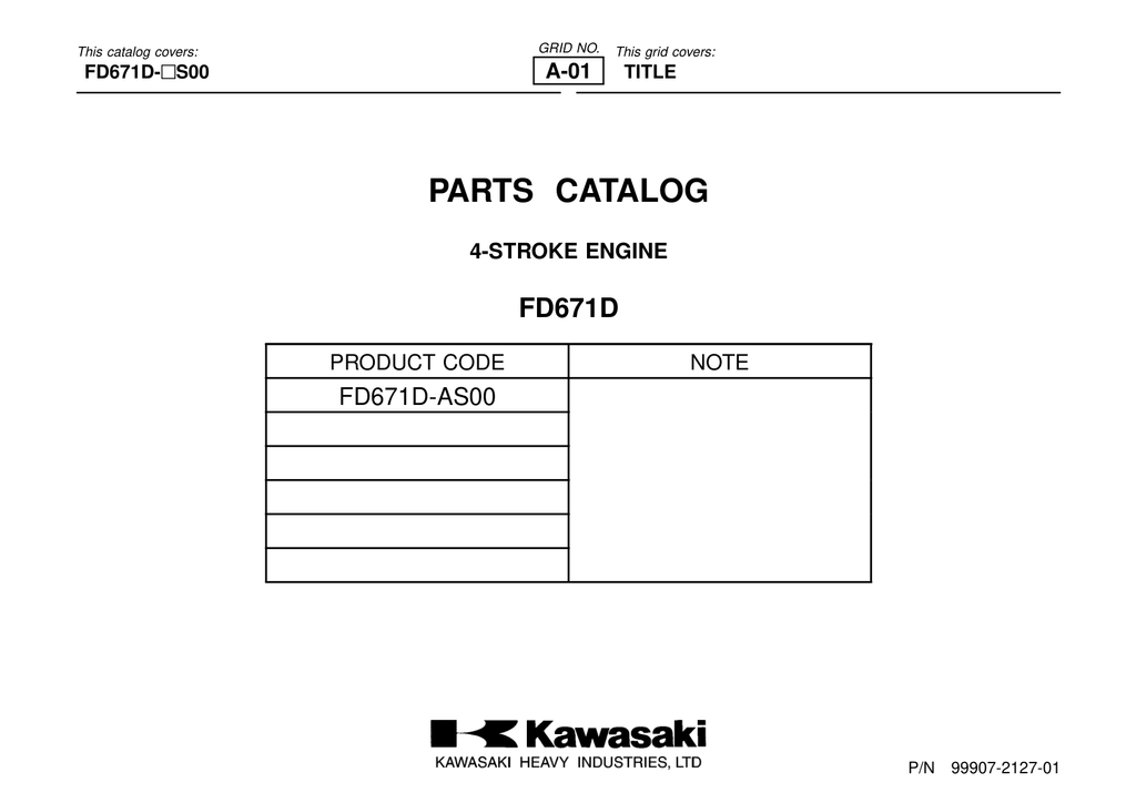 Kawasaki FD671D Engine Manual FD Series Service Repair Shop Parts Owner Operator Instant Download