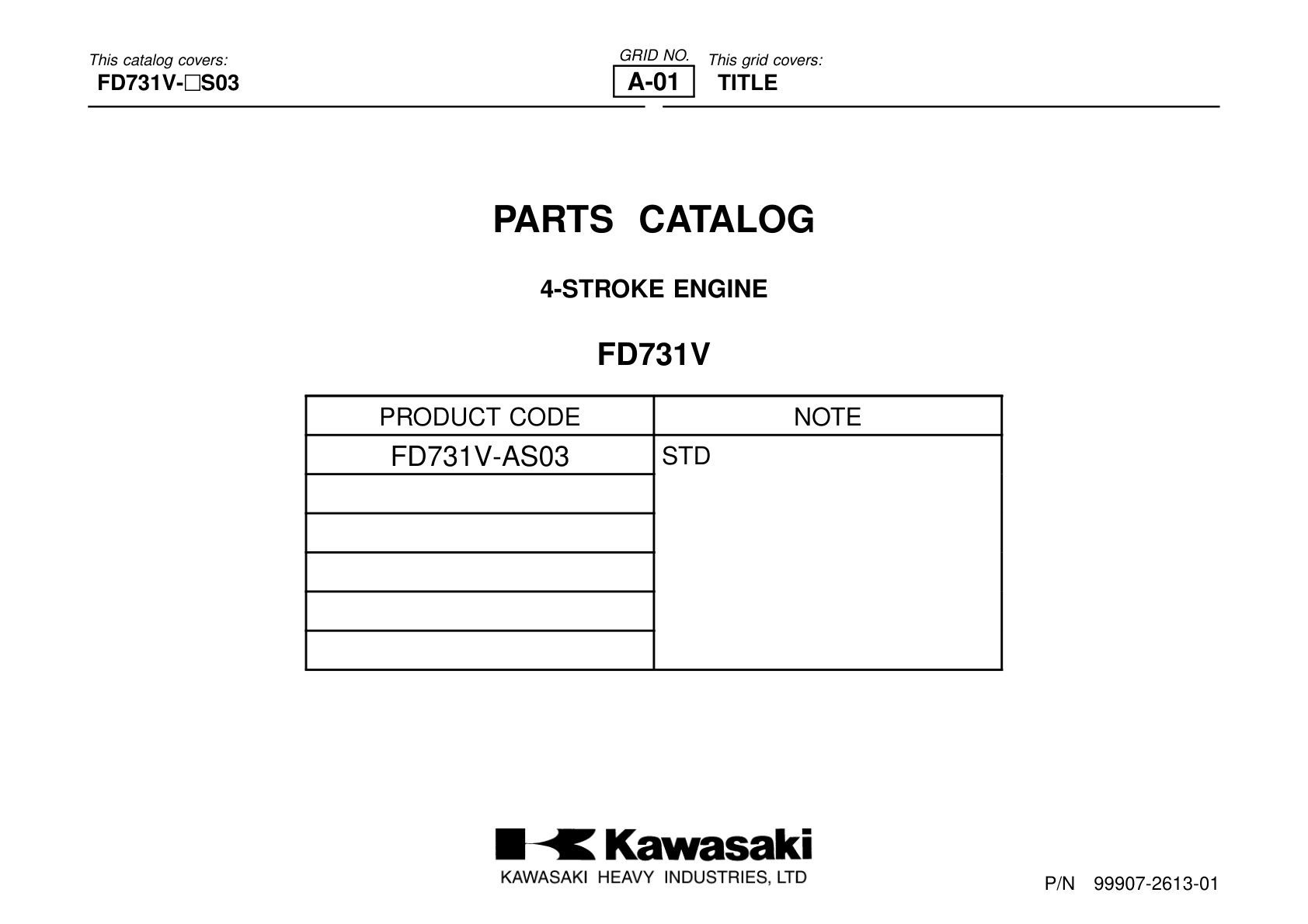 Kawasaki FD731V Engine Manual FD Series Service Repair Shop Parts Owner Operator Instant Download