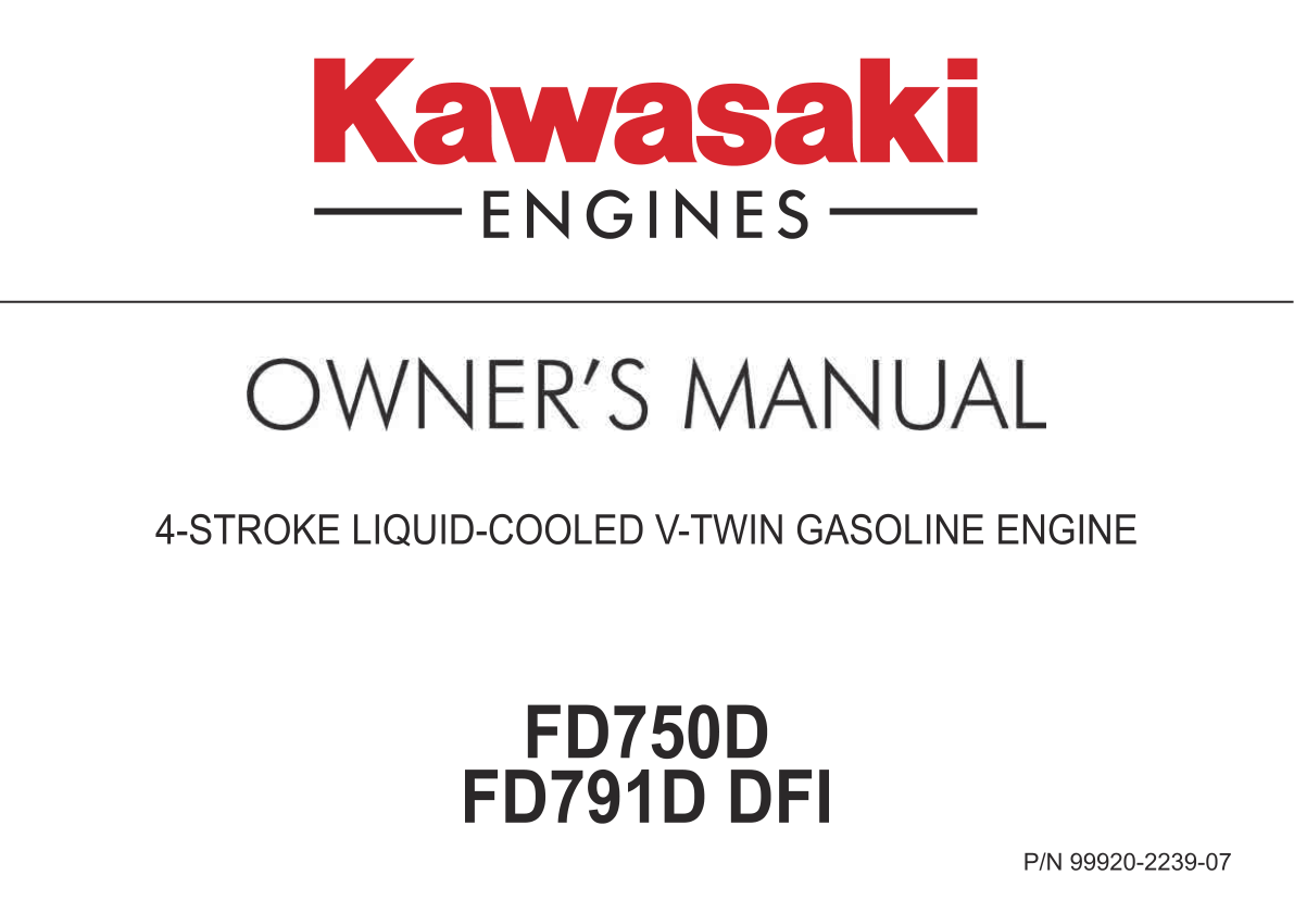 Kawasaki FD750D Engine Manual FD Series Service Repair Shop Parts Owner Operator Instant Download