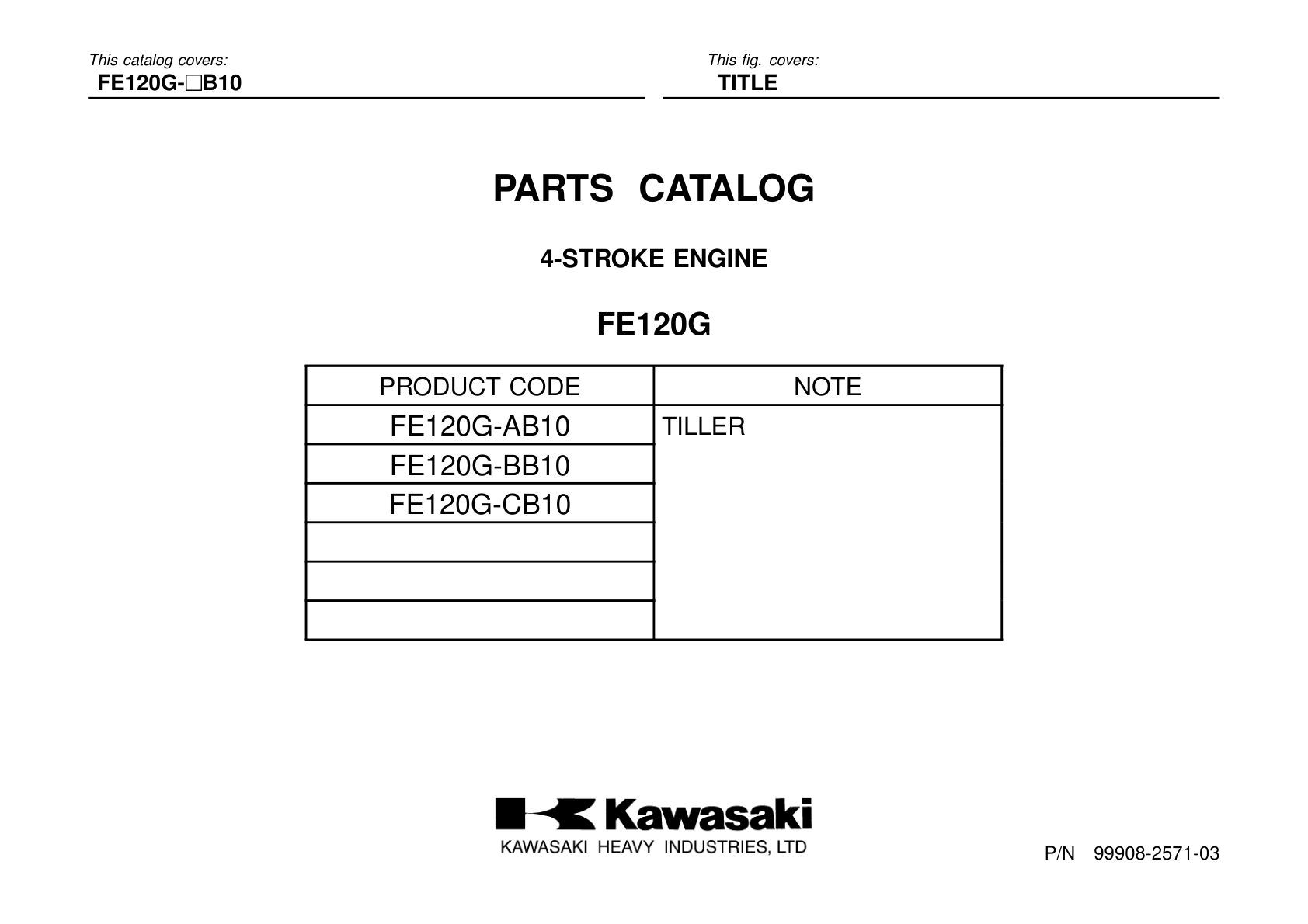 Kawasaki FE120G Engine Manual FE Series Service Repair Shop Parts Owner Operator Instant Download