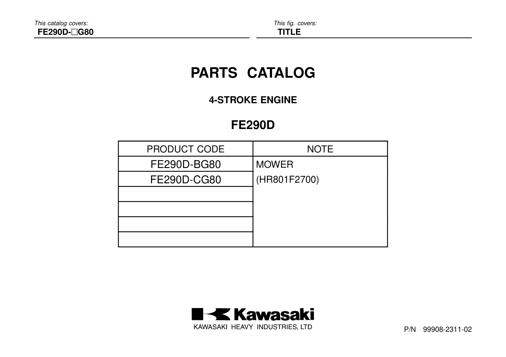 Kawasaki FE290D Engine Manual FE Series Service Repair Shop Parts Owner Operator Instant Download