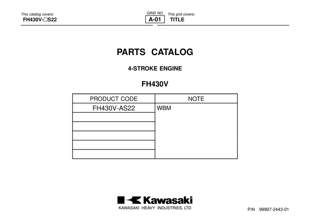 Kawasaki FH430V Engine Manual FH Series Service Repair Shop Parts Owner Operator Instant Download