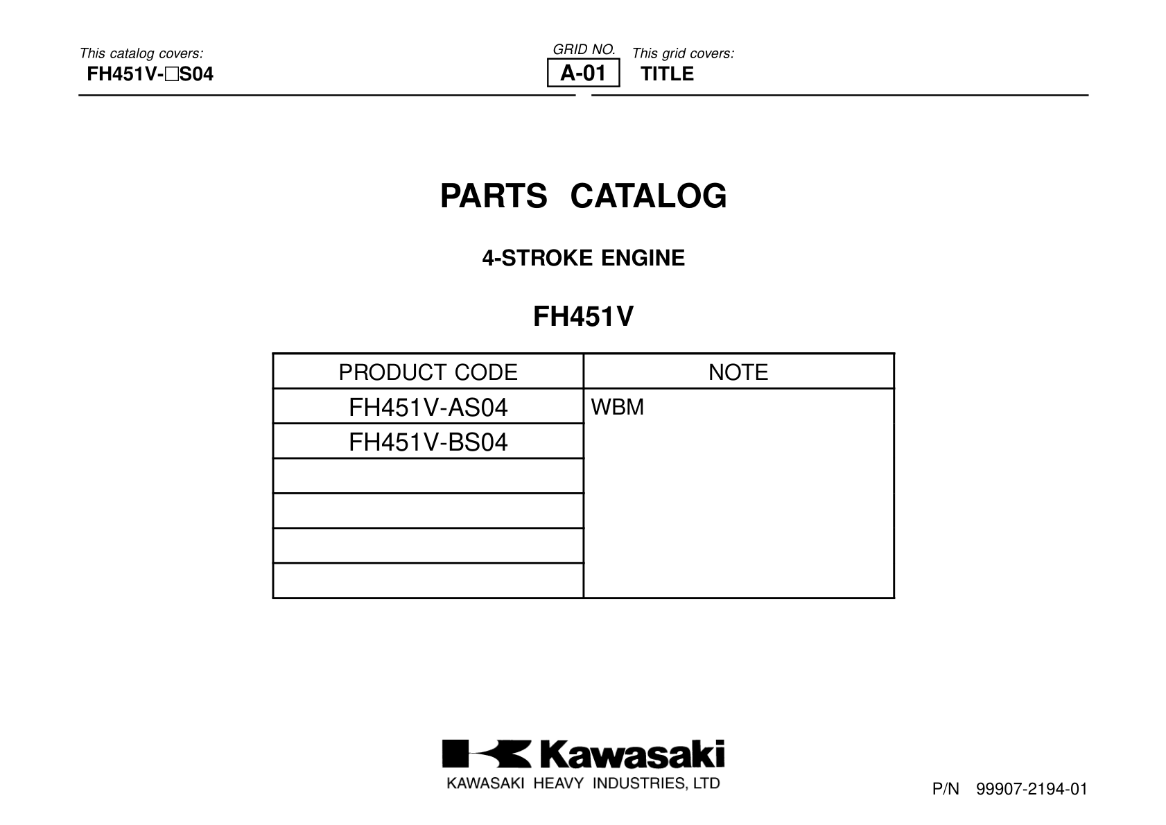 Kawasaki FH451V Engine Manual FH Series Service Repair Shop Parts Owner Operator Instant Download
