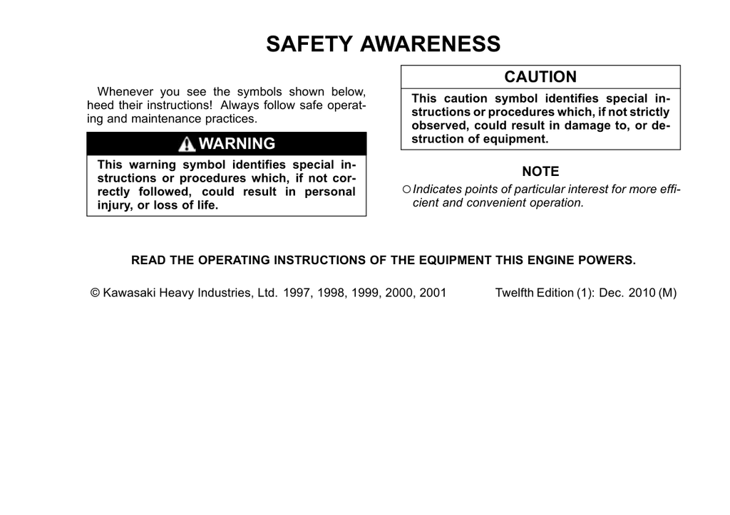 Kawasaki FH500V Engine Manual FH Series Service Repair Shop Parts Owner Operator Instant Download