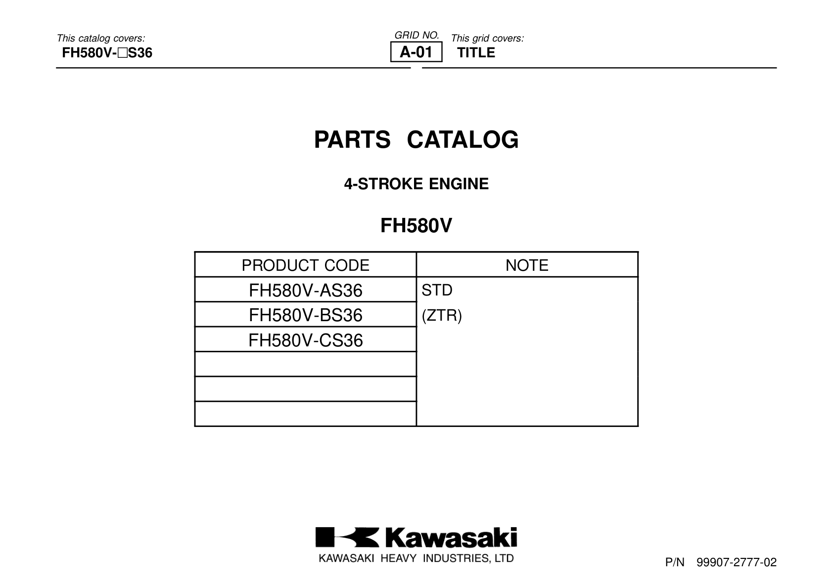 Kawasaki FH580V Engine Manual FH Series Service Repair Shop Parts Owner Operator Instant Download