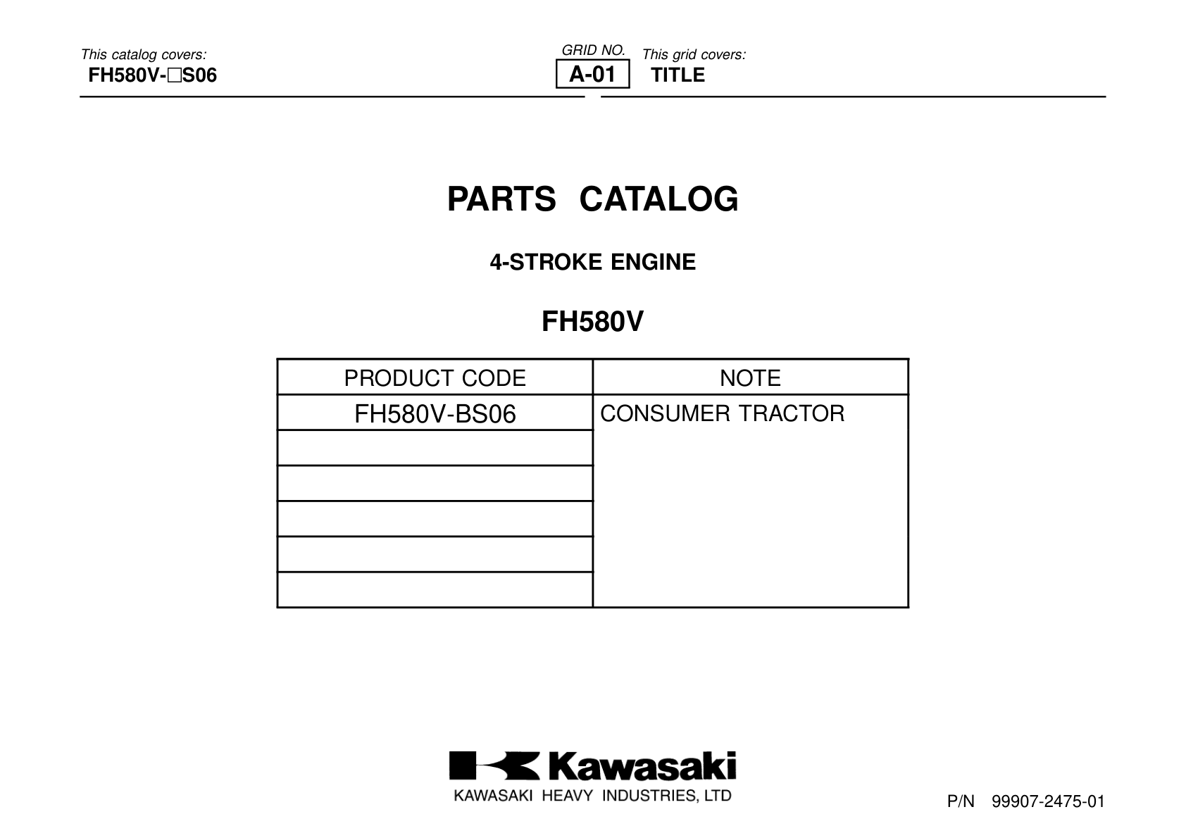 Kawasaki FH580V Engine Manual FH Series Service Repair Shop Parts Owner Operator Instant Download