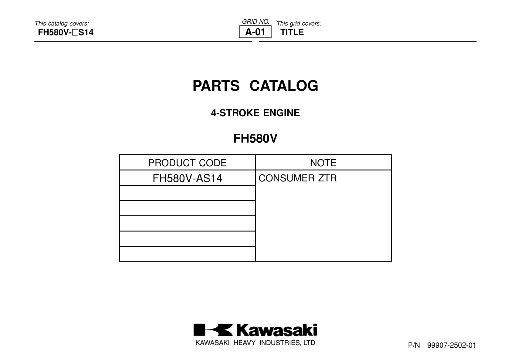 Kawasaki FH580V Engine Manual FH Series Service Repair Shop Parts Owner Operator Instant Download