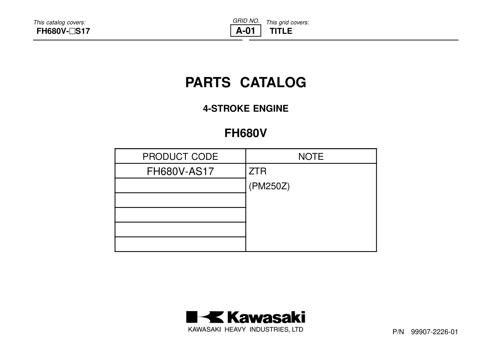 Kawasaki FH680V Engine Manual FH Series Service Repair Shop Parts Owner Operator Instant Download