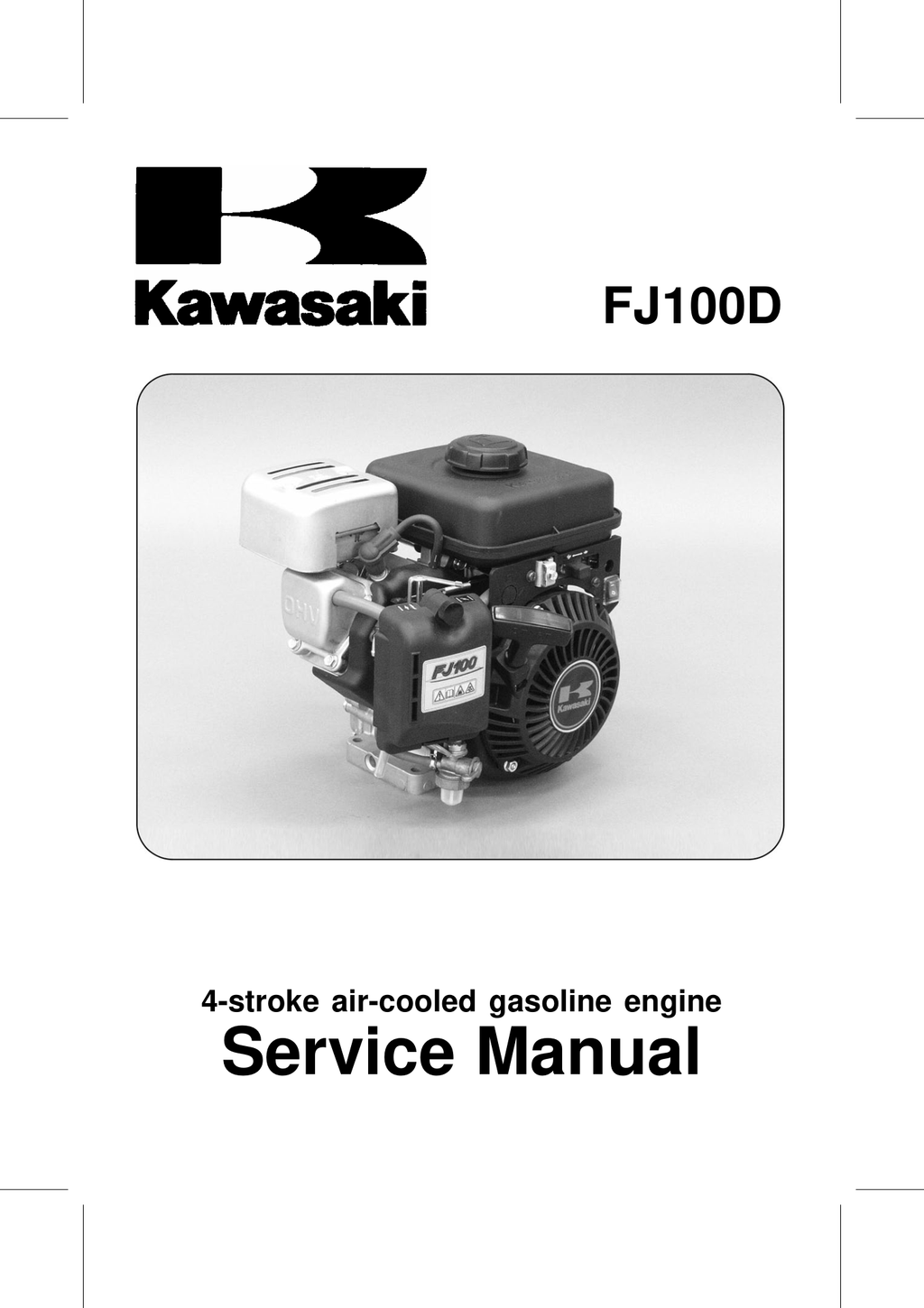 Kawasaki FJ100D Engine Manual FJ Series Service Repair Shop Parts Owner Operator Instant Download