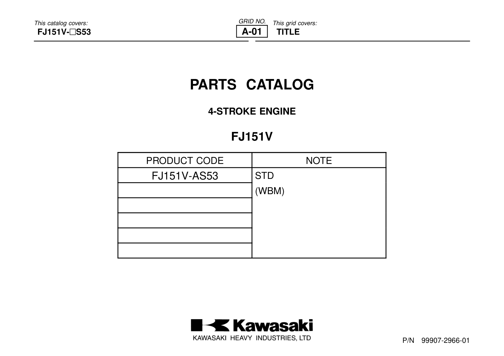 Kawasaki FJ151V Engine Manual FJ Series Service Repair Shop Parts Owner Operator Instant Download