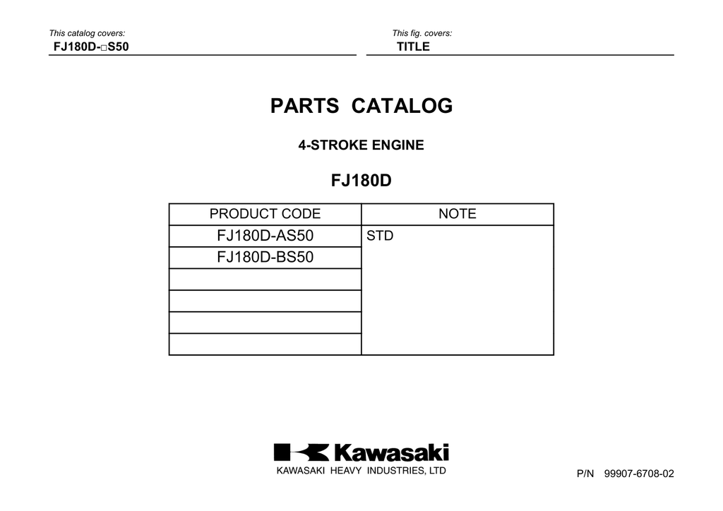 Kawasaki FJ180D Engine Manual FJ Series Service Repair Shop Parts Owner Operator Instant Download