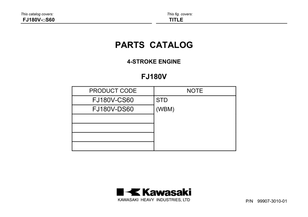 Kawasaki FJ180V Engine Manual FJ Series Service Repair Shop Parts Owner Operator Instant Download