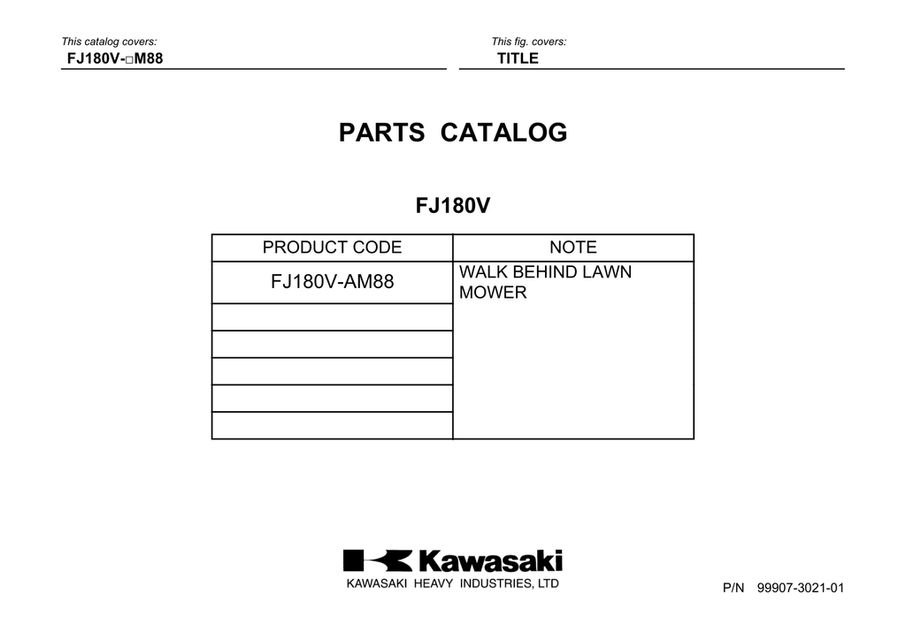 Kawasaki FJ180V Engine Manual FJ Series Service Repair Shop Parts Owner Operator Instant Download