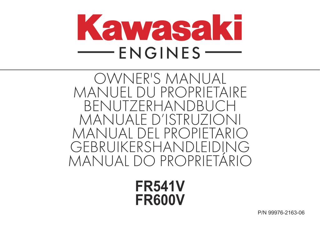 Kawasaki FR600V Engine Manual FR Series Service Repair Shop Parts Owner Operator Instant Download