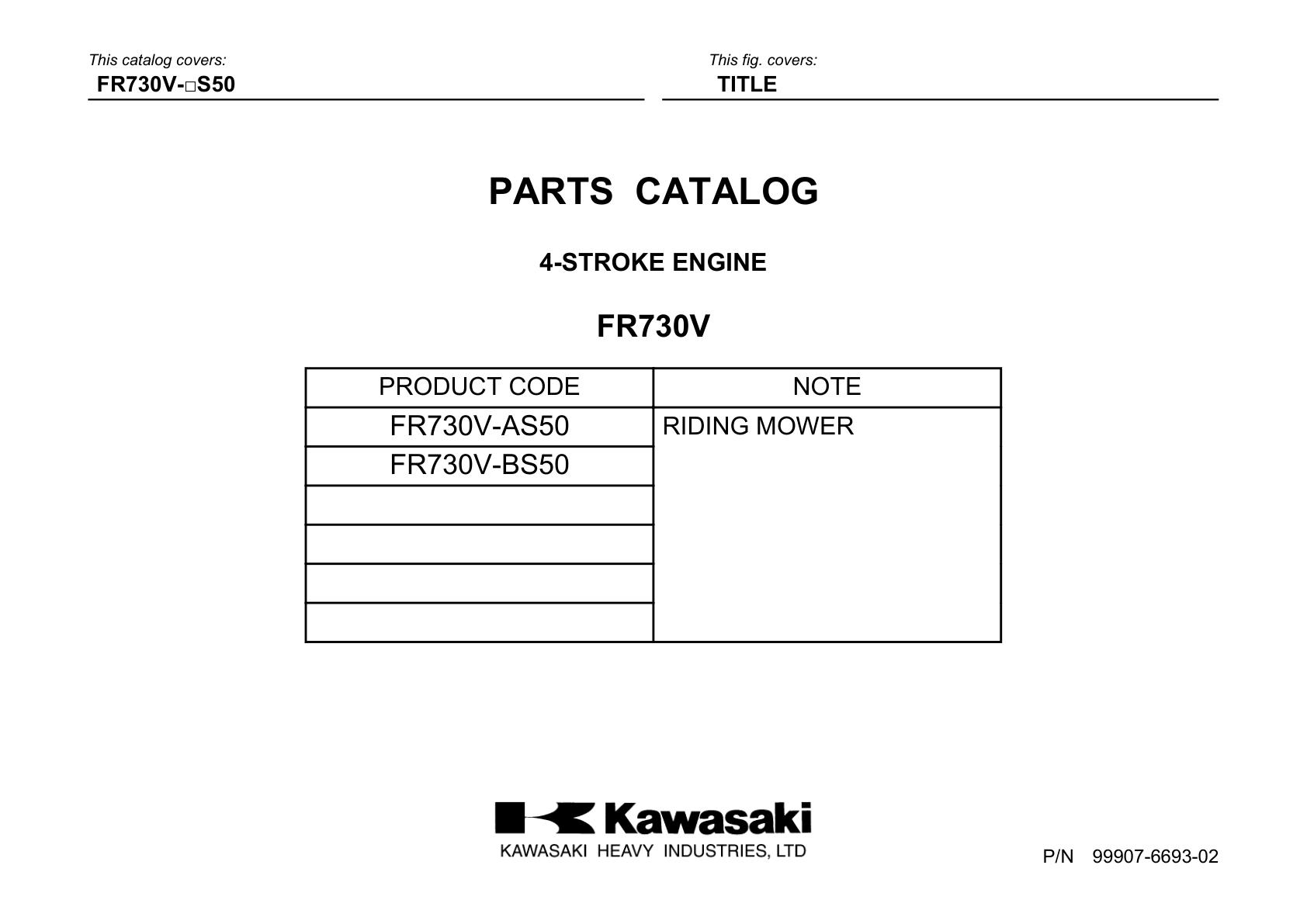 Kawasaki FR730V Engine Manual FR Series Service Repair Shop Parts Owner Operator Instant Download