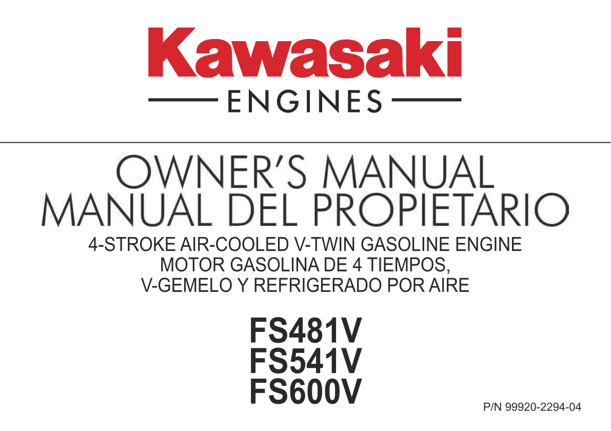 Kawasaki FS481V Engine Manual FS Series Service Repair Shop Parts Owner Operator Instant Download