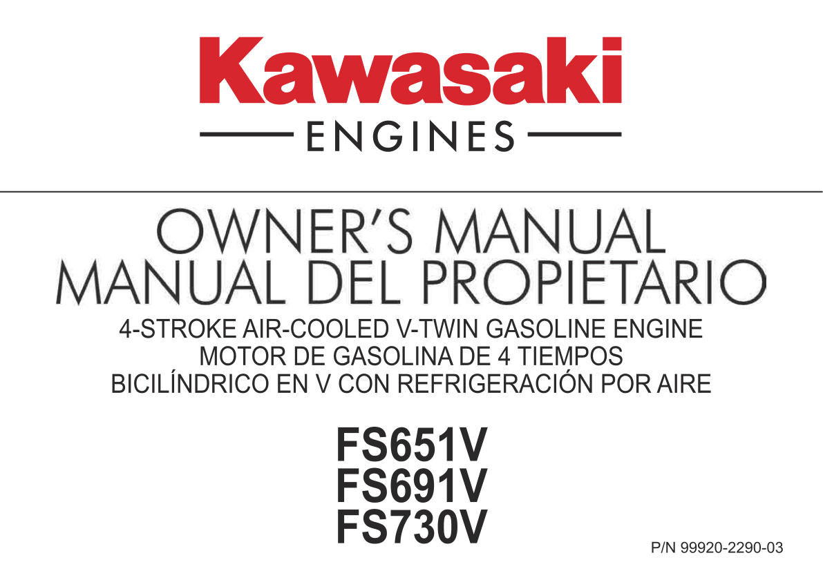 Kawasaki FS691V Engine Manual FS Series Service Repair Shop Parts Owner Operator Instant Download