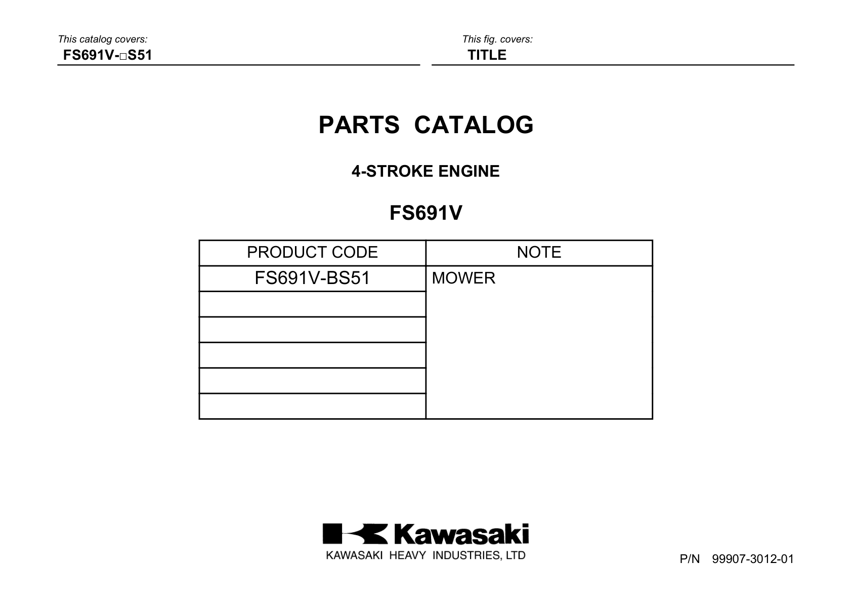 Kawasaki FS691V Engine Manual FS Series Service Repair Shop Parts Owner Operator Instant Download