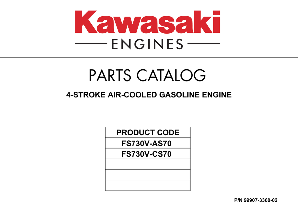 Kawasaki FS730V EFI Engine Manual FS Series Service Repair Shop Parts Owner Operator Instant Download