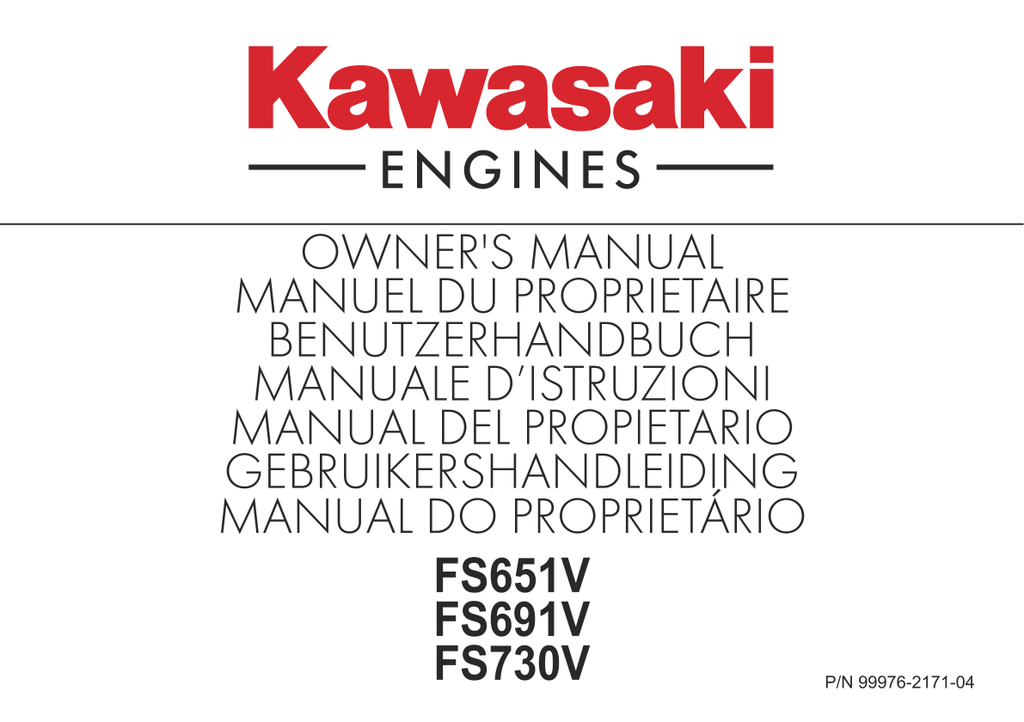Kawasaki FS730V Engine Manual FS Series Service Repair Shop Parts Owner Operator Instant Download