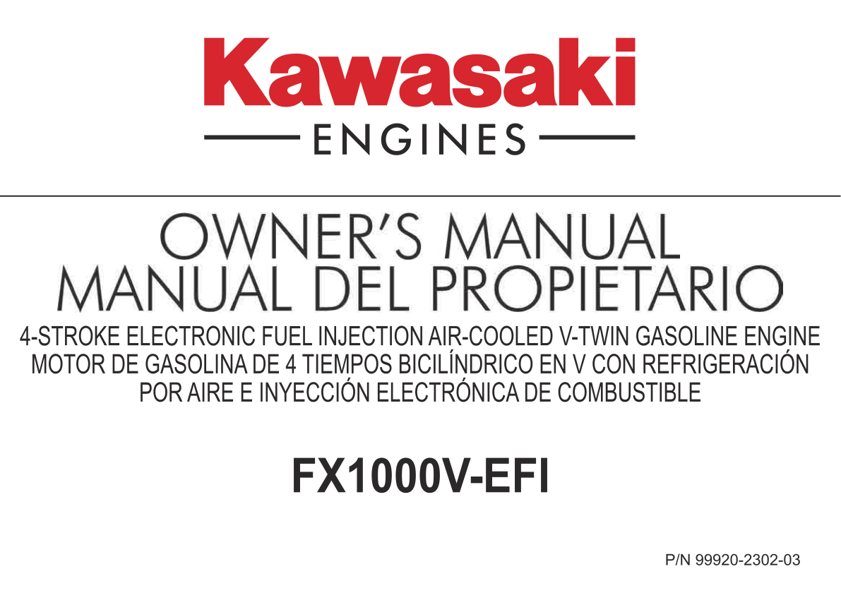 Kawasaki FX1000V EFI Engine Manual FX Series Service Repair Shop Parts Owner Operator Instant Download