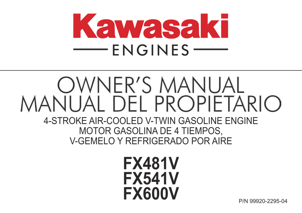 Kawasaki FX541V Engine Manual FX Series Service Repair Shop Parts Owner Operator Instant Download