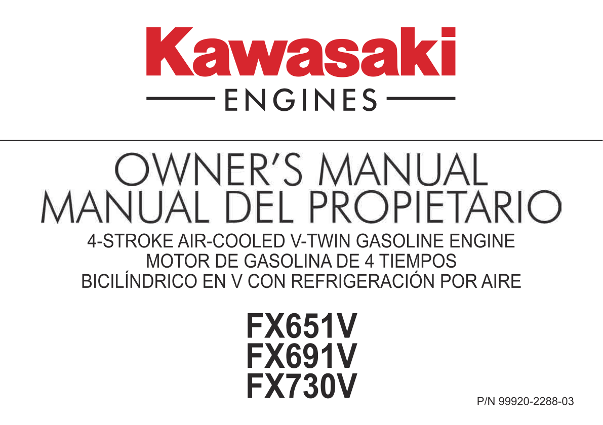 Kawasaki FX651V Engine Manual FX Series Service Repair Shop Parts Owner Operator Instant Download