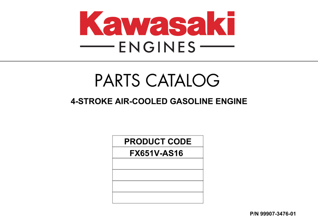 Kawasaki FX651V Engine Manual FX Series Service Repair Shop Parts Owner Operator Instant Download
