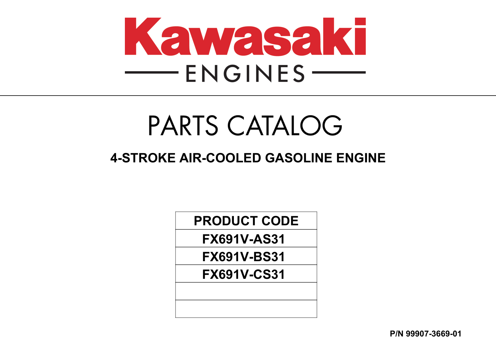 Kawasaki FX691V Engine Manual FX Series Service Repair Shop Parts Owner Operator Instant Download