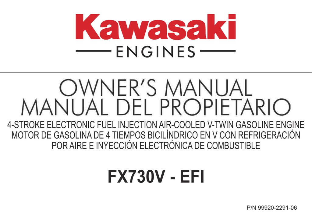 Kawasaki FX730V EFI Engine Manual FX Series Service Repair Shop Parts Owner Operator Instant Download