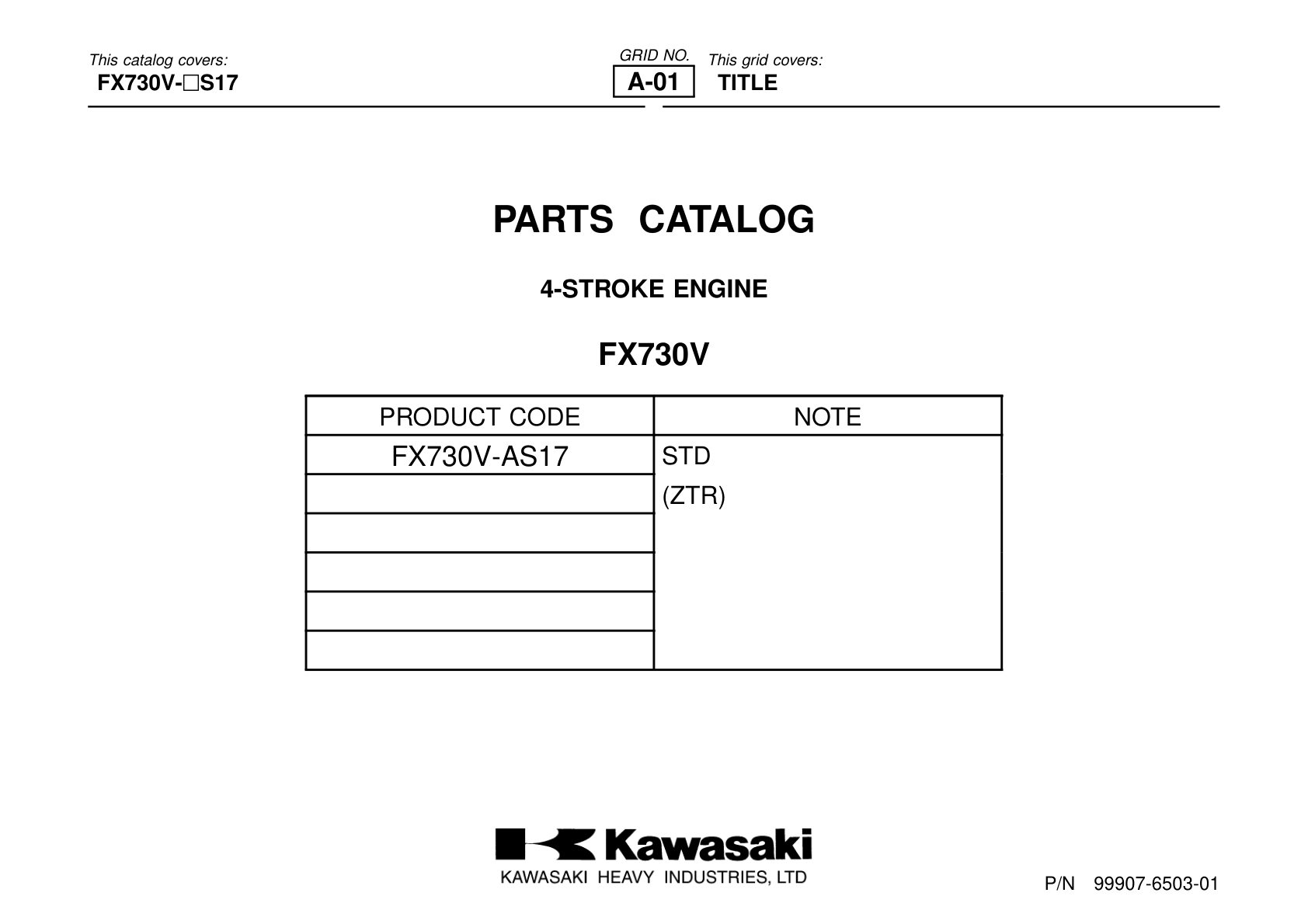 Kawasaki FX730V Engine Manual FX Series Service Repair Shop Parts Owner Operator Instant Download