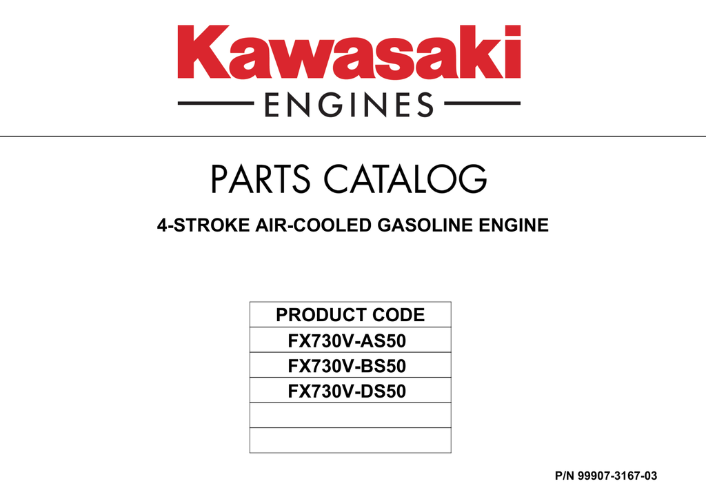 Kawasaki FX730V Engine Manual FX Series Service Repair Shop Parts Owner Operator Instant Download