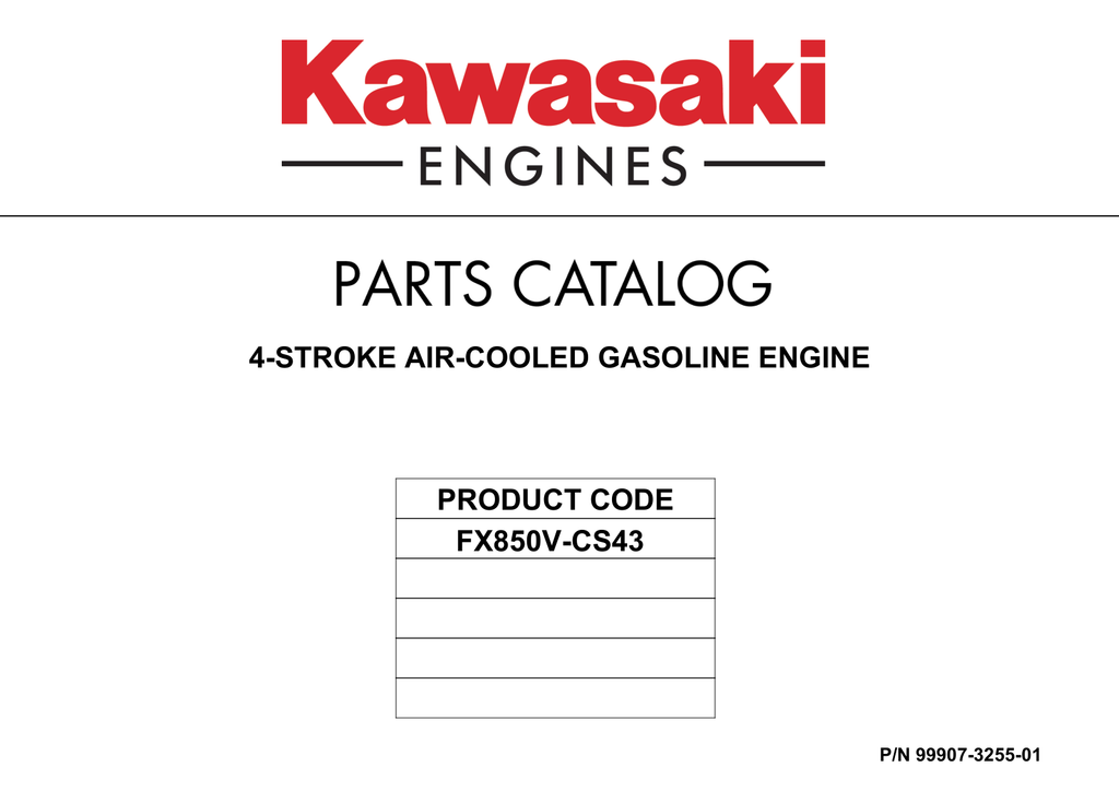 Kawasaki FX850V EFI Engine Manual FX Series Service Repair Shop Parts Owner Operator Instant Download