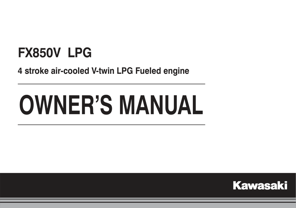 Kawasaki FX850V Engine Manual FX Series Service Repair Shop Parts Owner Operator Instant Download