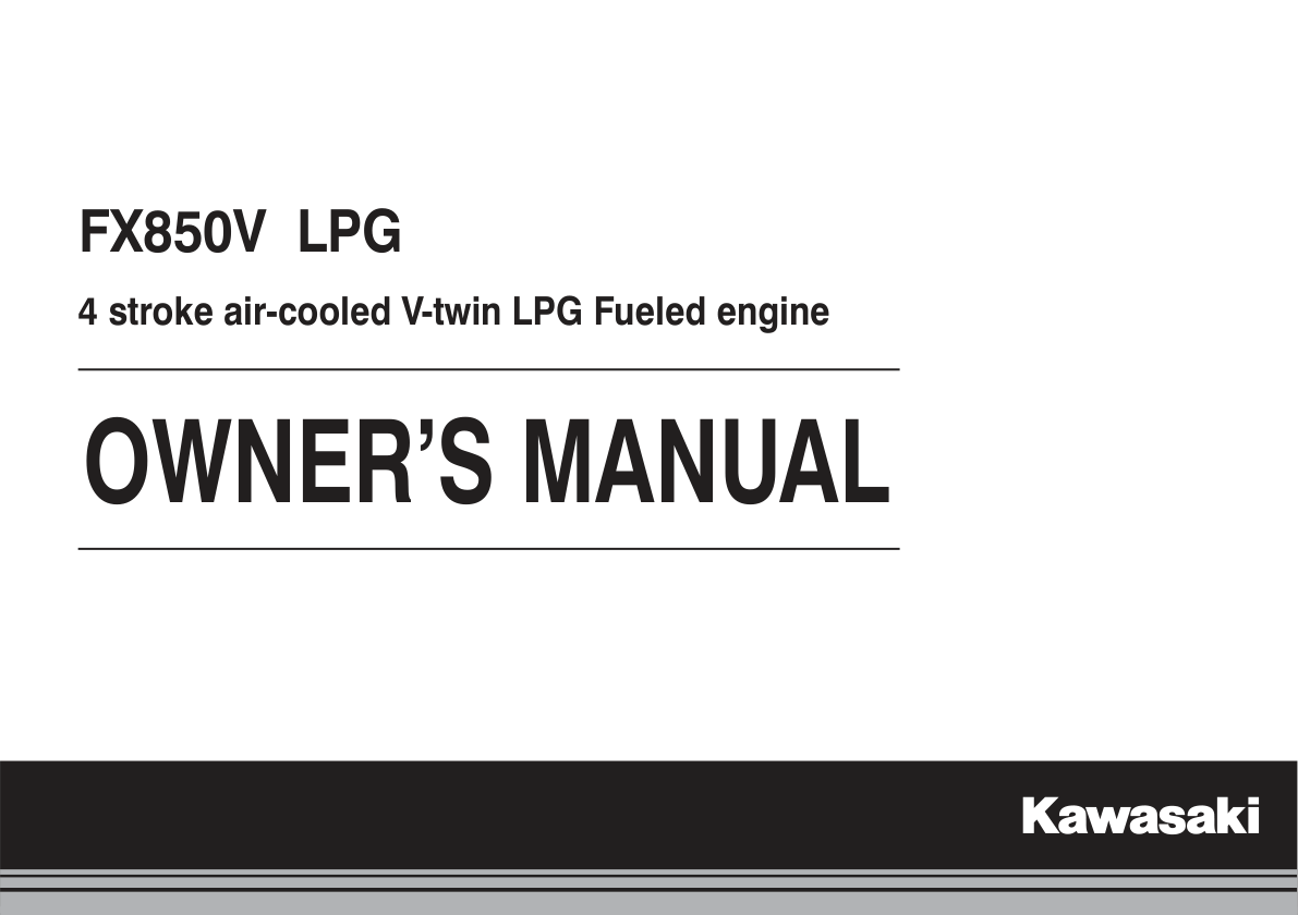 Kawasaki FX850V Engine Manual FX Series Service Repair Shop Parts Owner Operator Instant Download