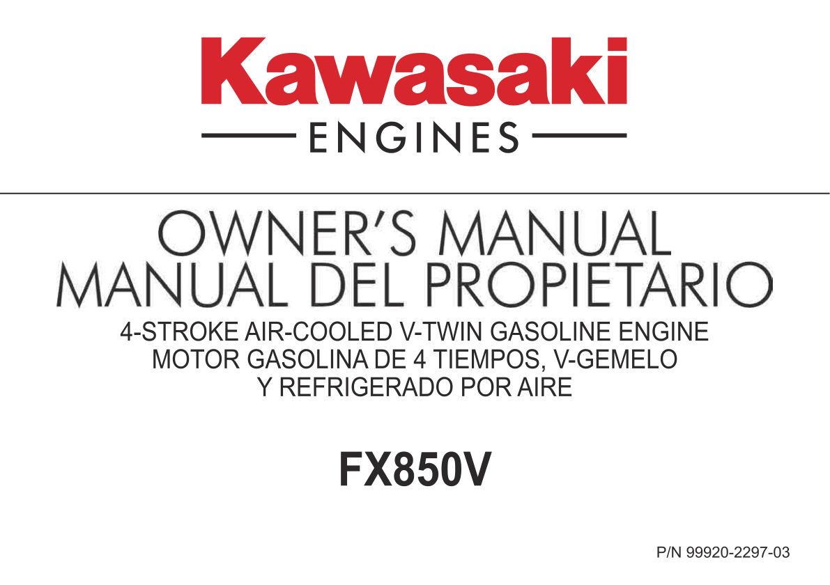 Kawasaki FX850V Engine Manual FX Series Service Repair Shop Parts Owner Operator Instant Download