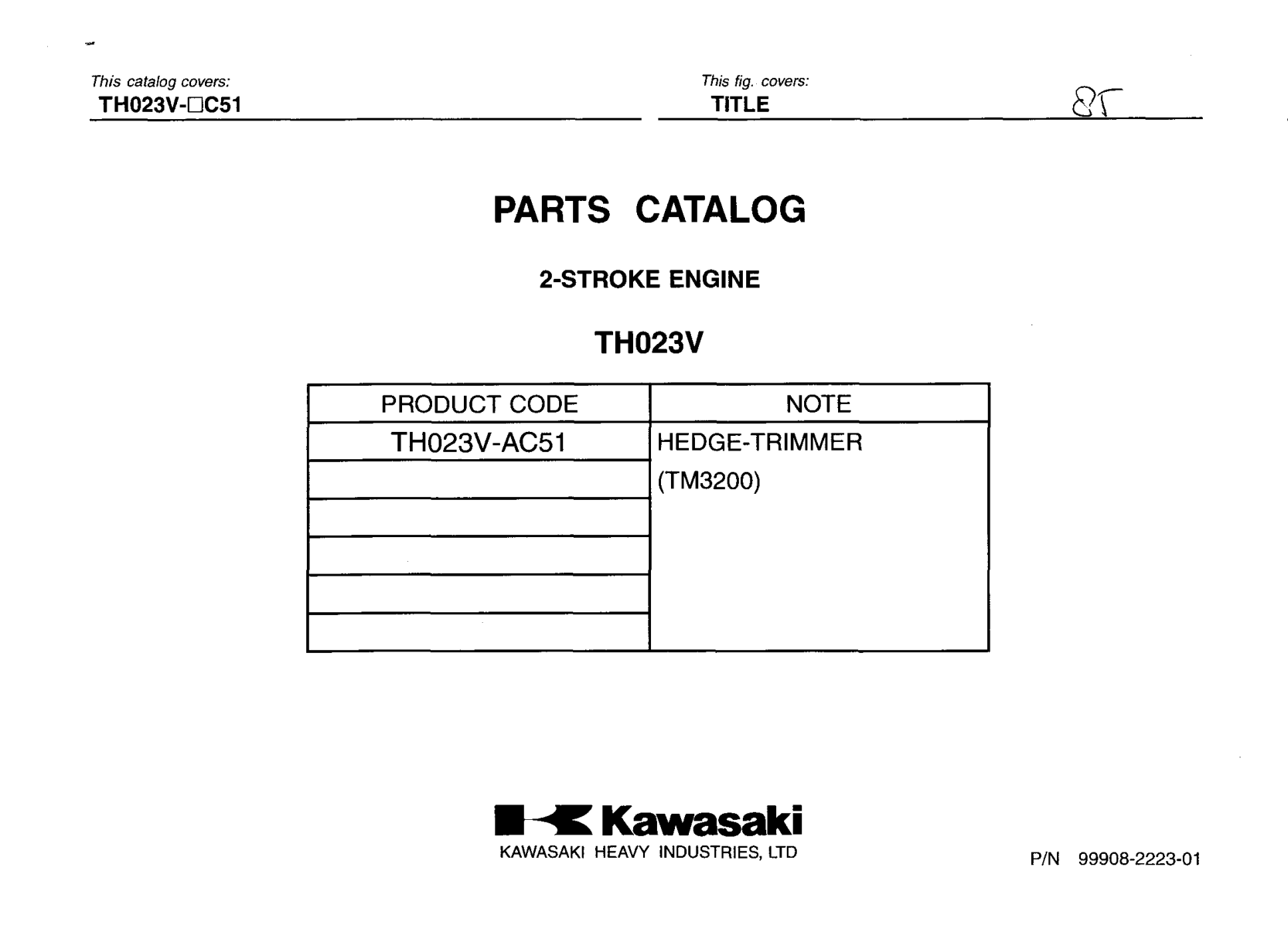 Kawasaki TH023V Engine Manual TH Series Service Repair Shop Parts Owner Operator Instant Download
