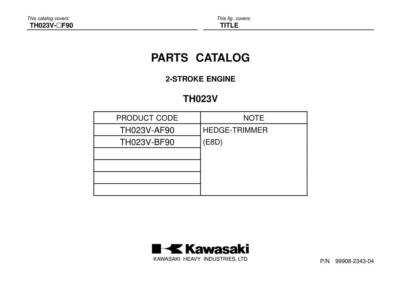 Kawasaki TH023V Engine Manual TH Series Service Repair Shop Parts Owner Operator Instant Download