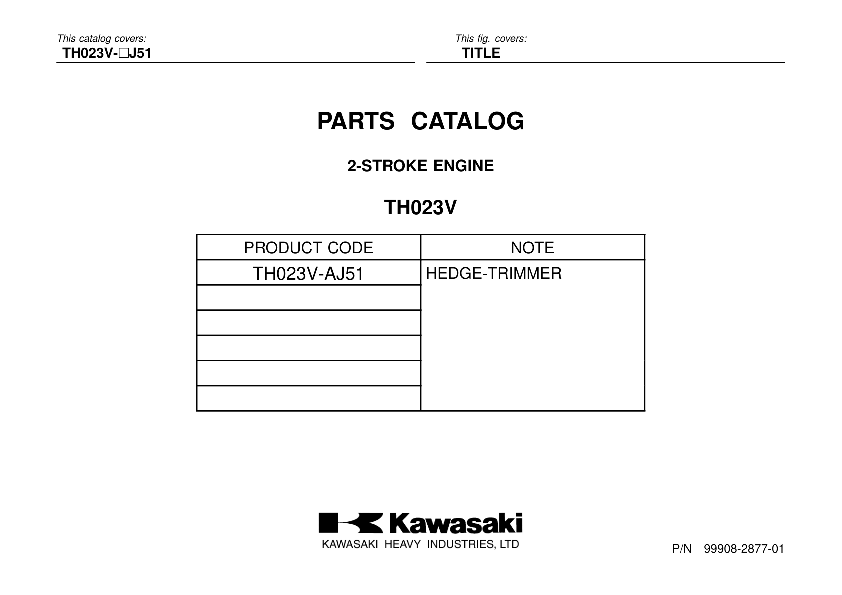 Kawasaki TH023V Engine Manual TH Series Service Repair Shop Parts Owner Operator Instant Download