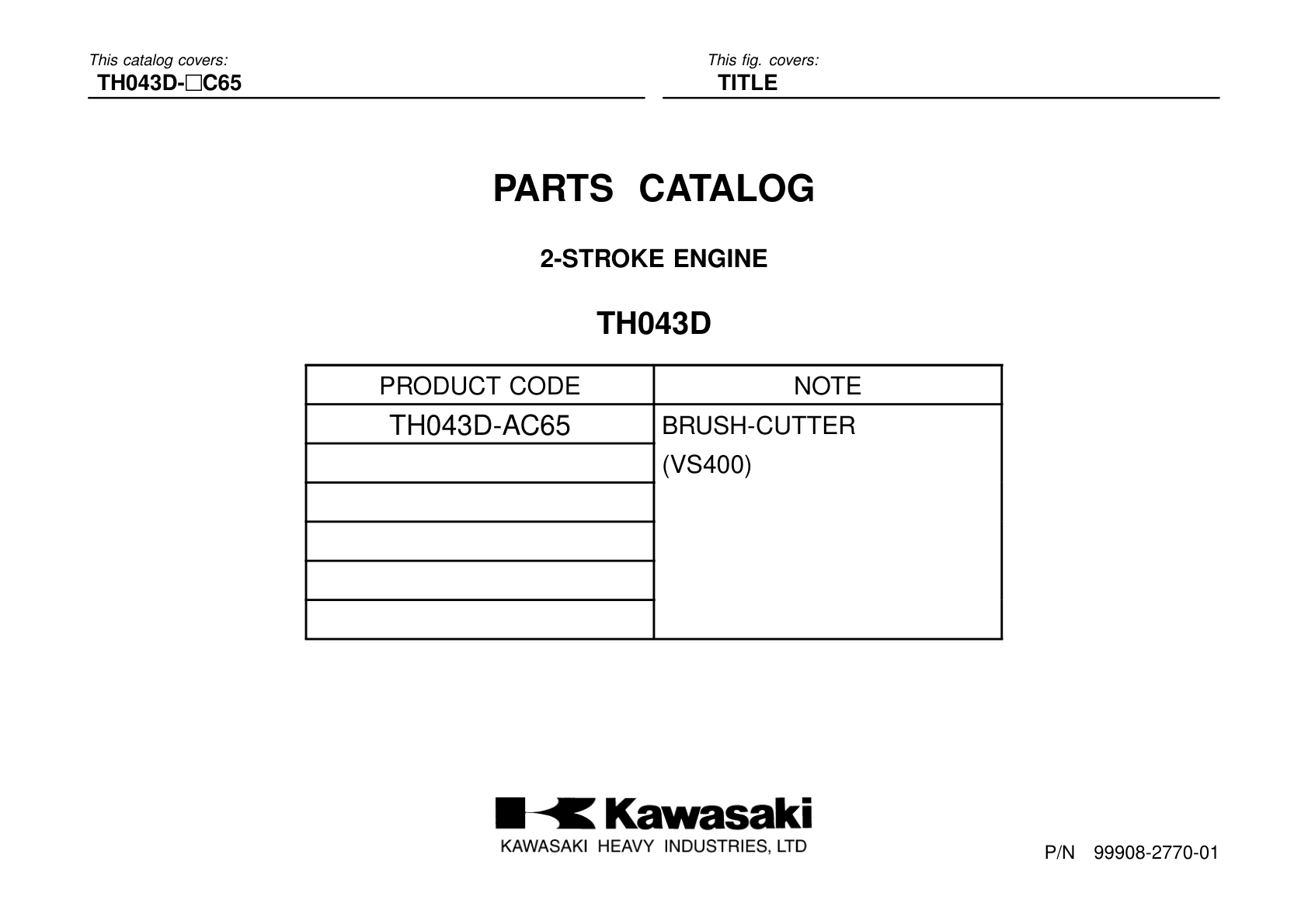 Kawasaki TH043D Engine Manual TH Series Service Repair Shop Parts Owner Operator Instant Download