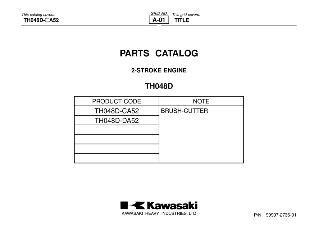 Kawasaki TH048D Engine Manual TH Series Service Repair Shop Parts Owner Operator Instant Download